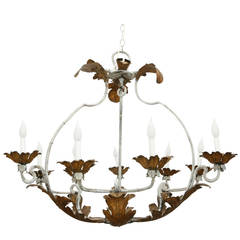 Wrought Iron Gilt Tole Chandelier 2