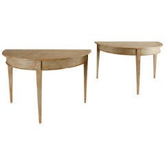 Pair of Painted Wood Demilune Tables