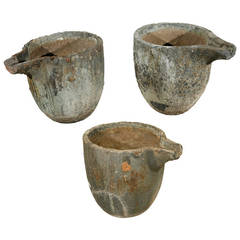 Three Ceramic Foundry Crucibles