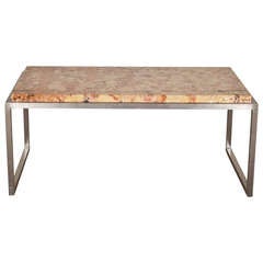 Breche d'Alep Marble Coffee Table with a Cold Rolled Steel Base