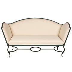 1930's Antique Iron Settee with Outdoor Fabric
