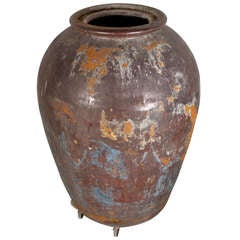 19th Century HUGE Glazed Iron Jar