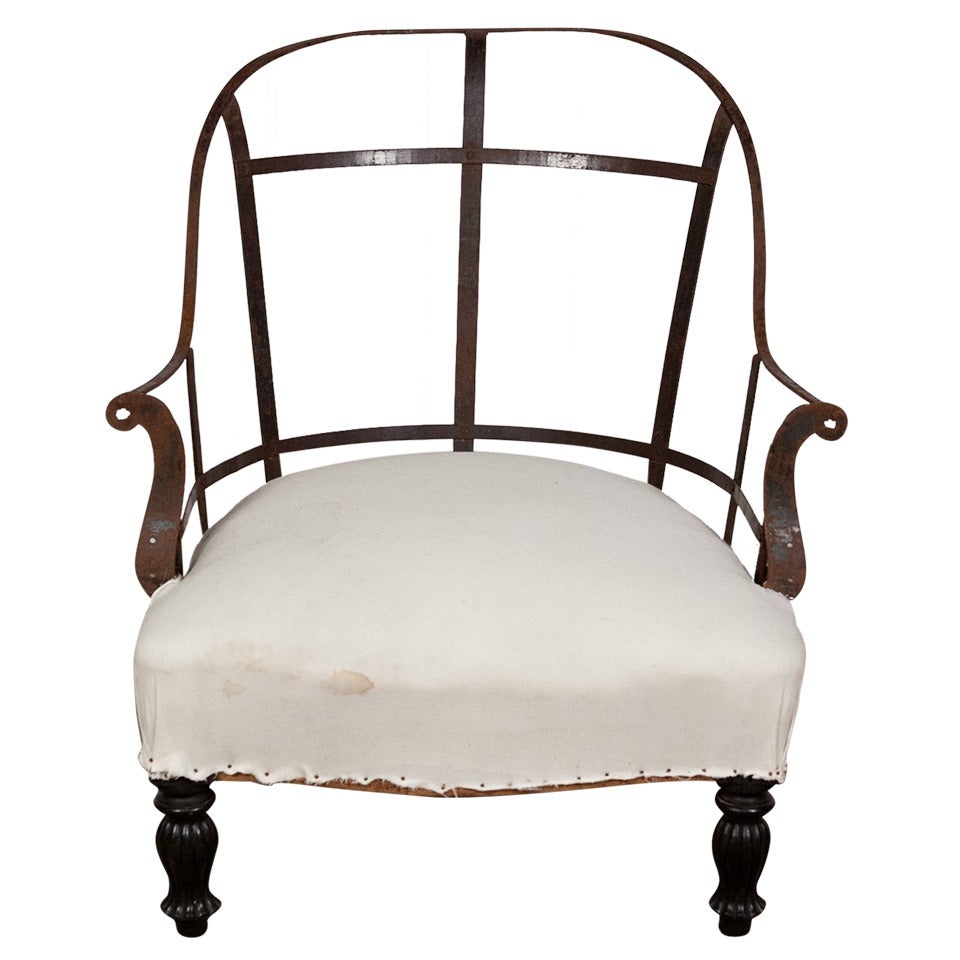 Wonderful 1930's French Iron Frame Chair