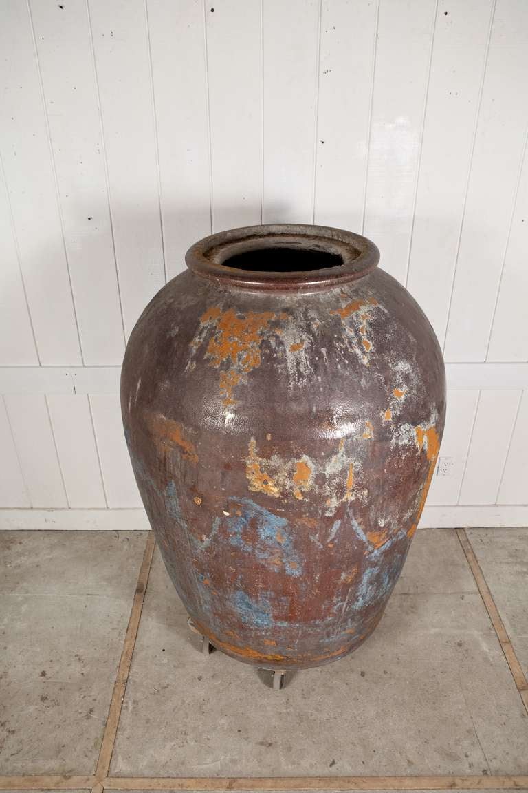19th Century HUGE Glazed Iron Jar