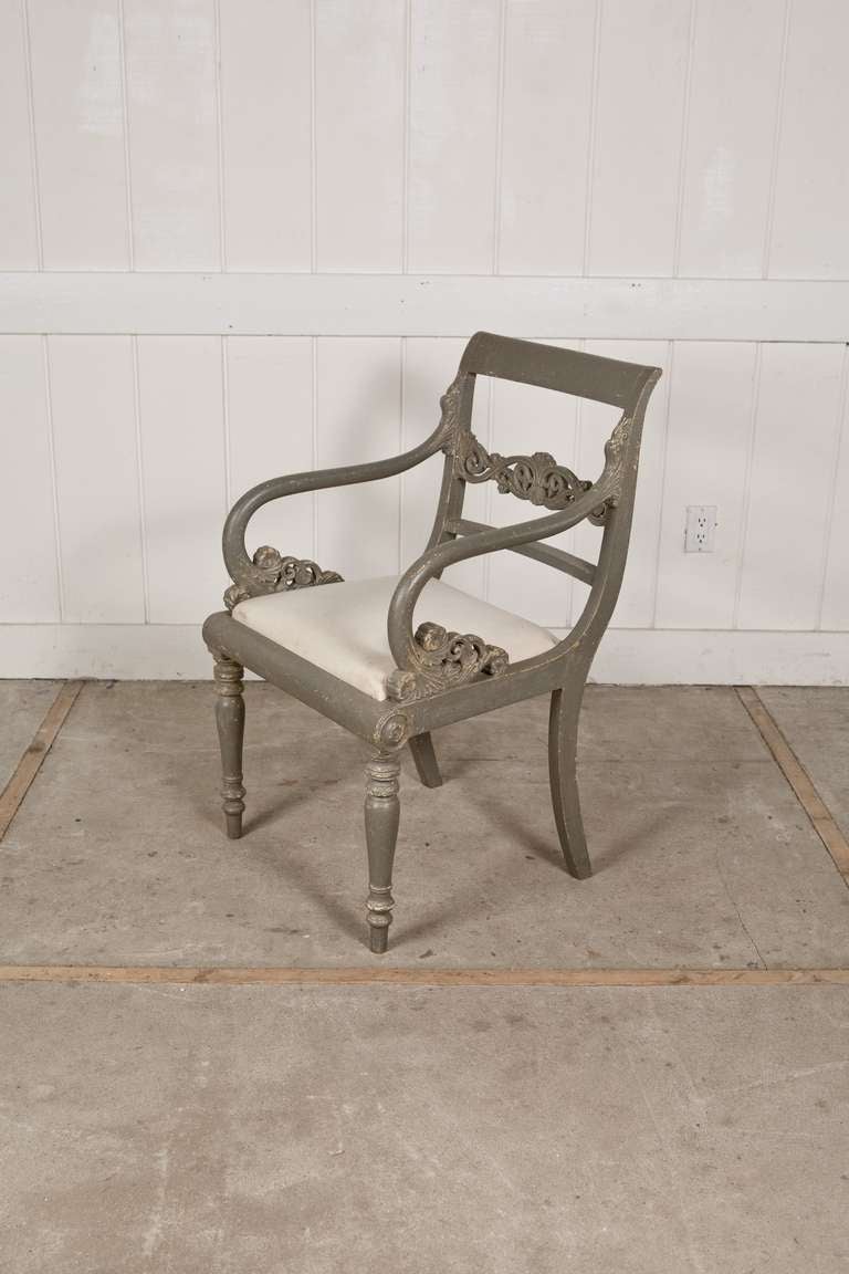 Set of 6 Mahogany Painted 19th Century Chairs, France,