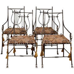 Set of 19th Century Swan Neck Iron Patio Chairs