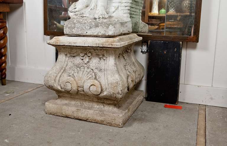 Cast Stone Statue of Apollo on Pedestal In Good Condition For Sale In New York, NY