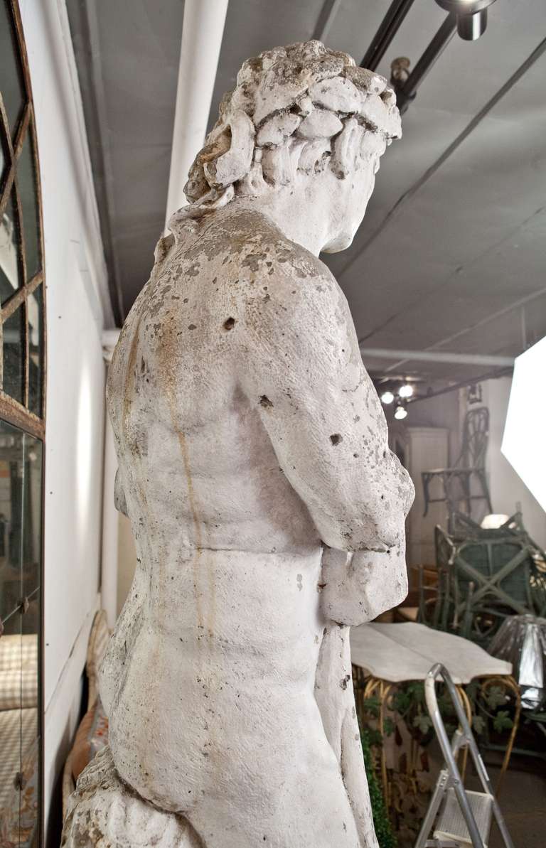 19th Century Cast Stone Statue of Apollo on Pedestal For Sale