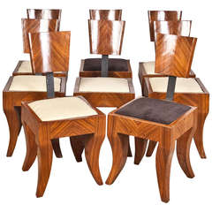 Set of Eight Art Deco Belgian Dining Chairs
