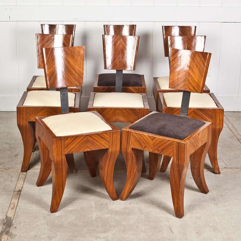 Set of Eight Art Deco Belgian Dining Chairs