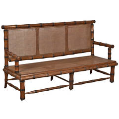 Antique 19th Century Faux Bamboo Caned Settee