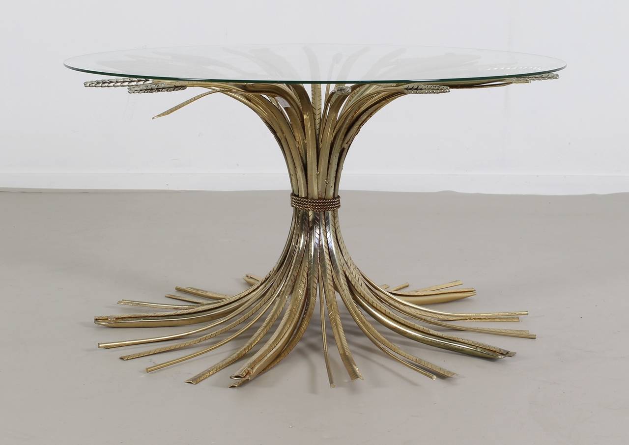 Wheat Sheaf Gilt Metal Table with Glass Top 5