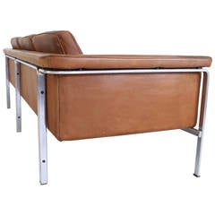 Horst Bruning Three-Seat Couch in Brown Aniline Leather