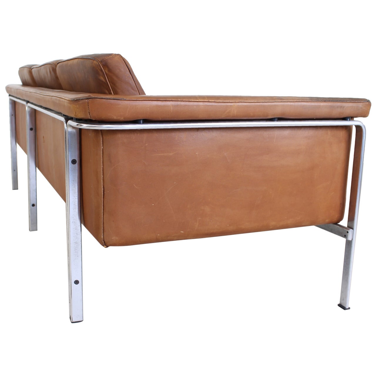 Horst Bruning Three-Seat Couch in Brown Aniline Leather