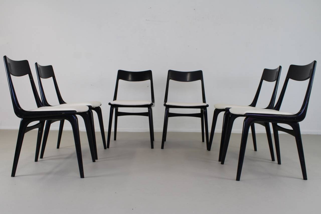 Mid-20th Century Extra Ordinary Set of Six Danish Design Boomerang Dinner Chairs For Sale