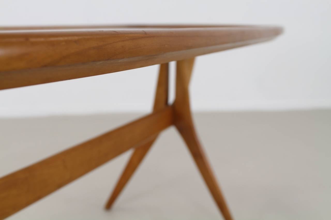 Mid-Century Modern Sculptural Walnut Italian Design Coffee Table For Sale