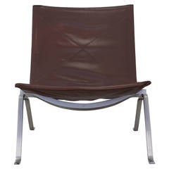 EKC PK22 with Brown Original Leather Cover by Poul Kjaerholm