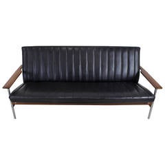Dysthe 1001AX Sofa in Black Leather for Dokka Mobler, Norway