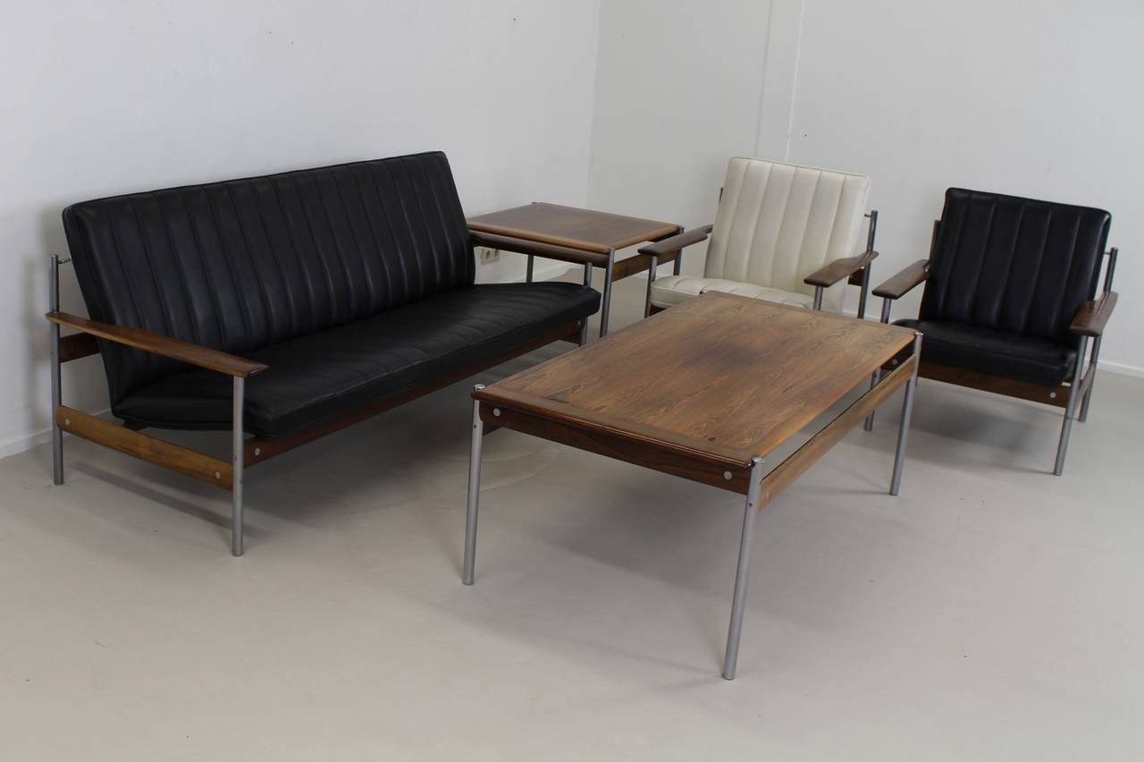 Dysthe 1001AX Sofa in Black Leather for Dokka Mobler, Norway 4