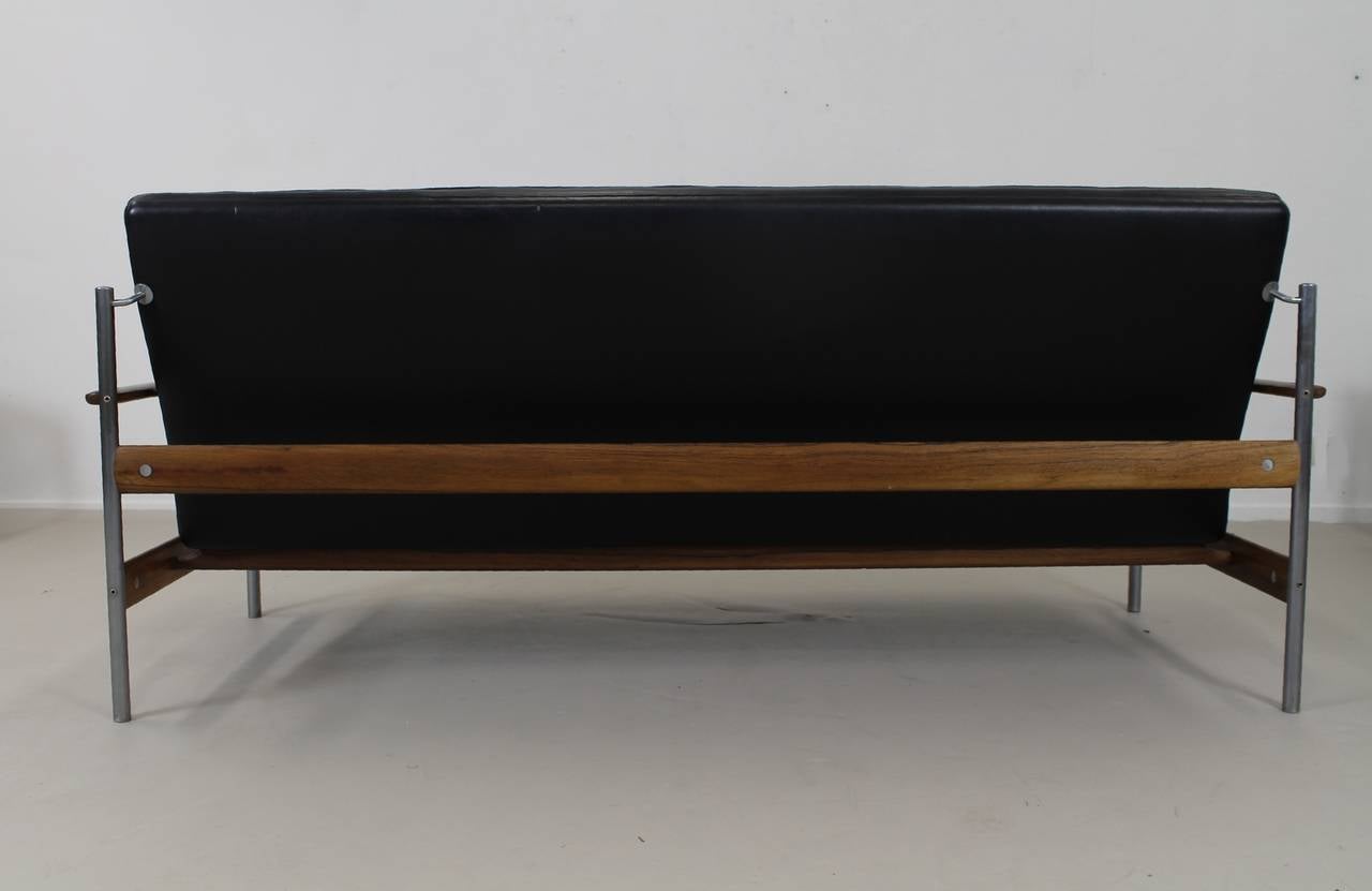 Mid-Century Modern Dysthe 1001AX Sofa in Black Leather for Dokka Mobler, Norway