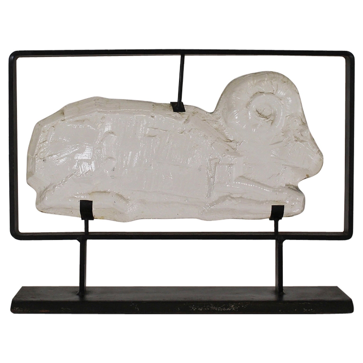 Ram Shaped Glass Sculpture by Erik Höglund  for Kosta Boda