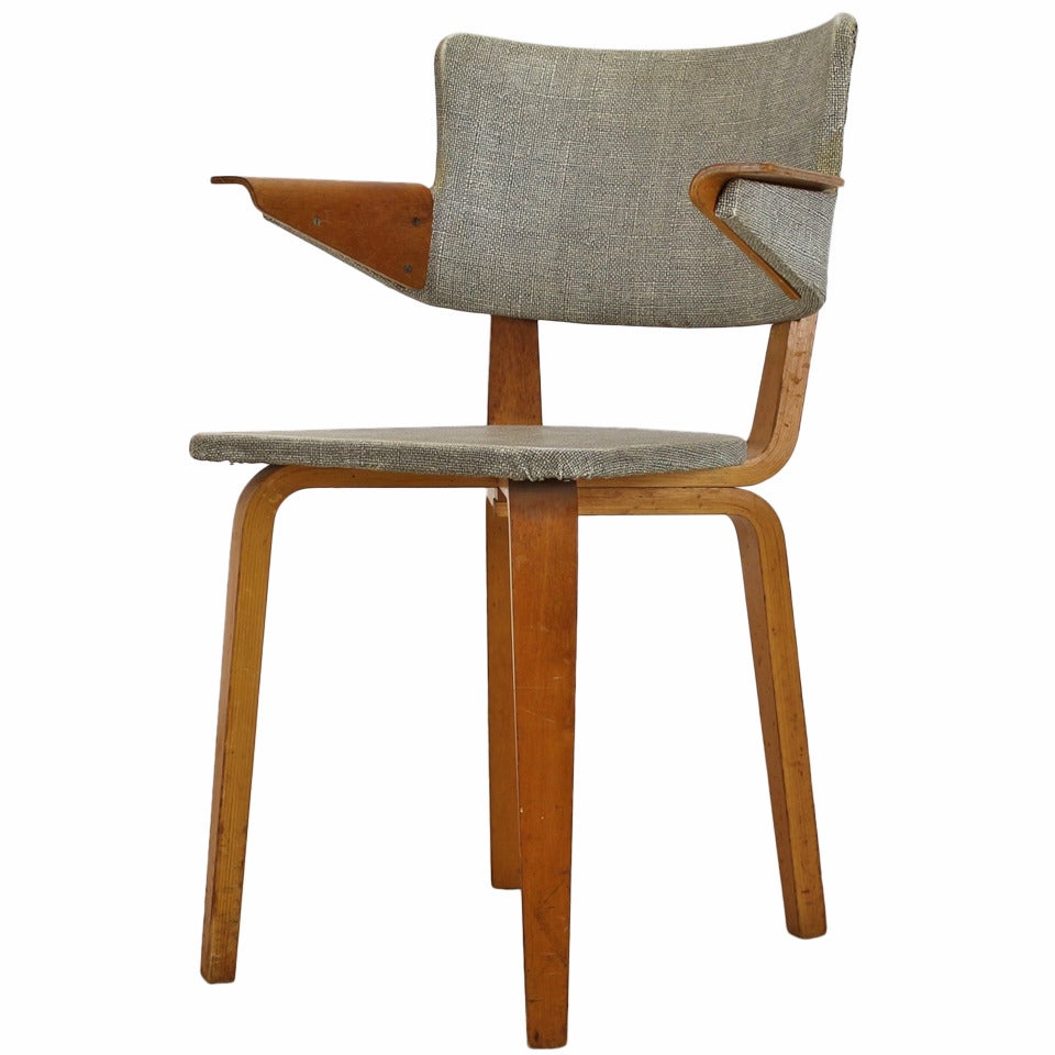 Laminated Wooden Armchair by Cor Alons for Den Boer Gouda, Holland For Sale