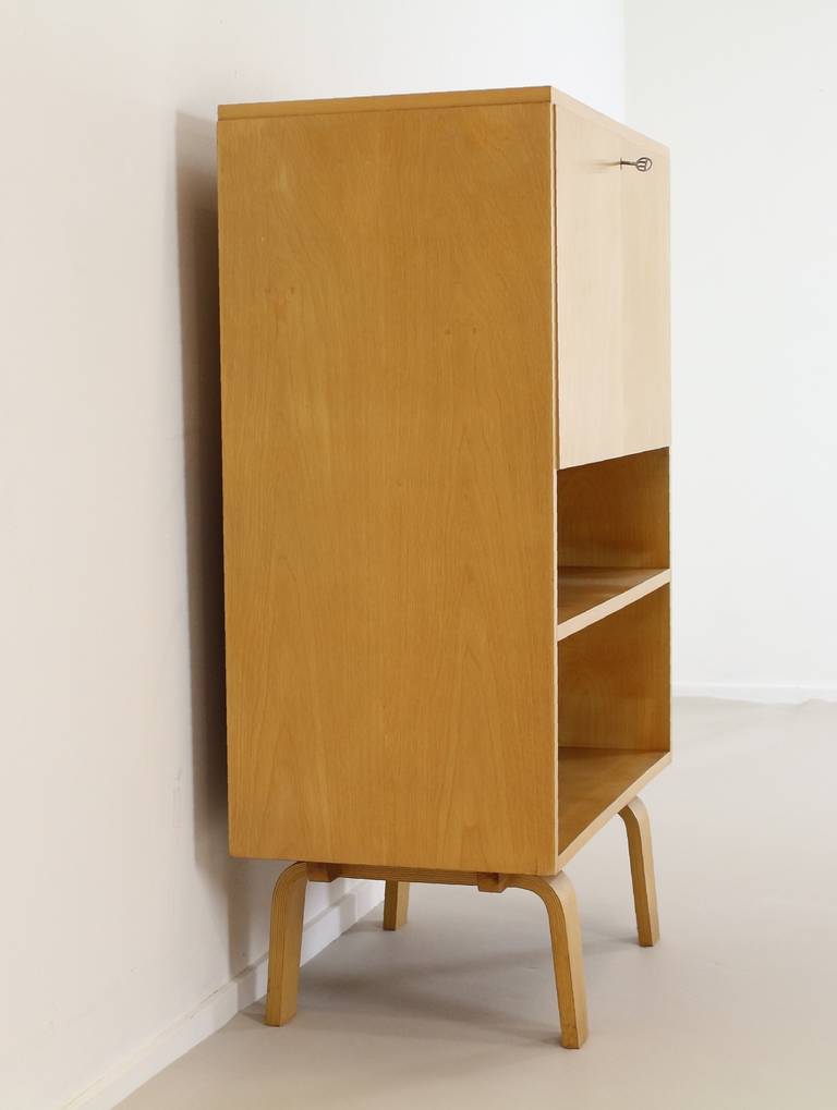 Mid-Century Modern Small Cabinet with Desk Flap by W. Lutjens for Gouda Den Boer For Sale