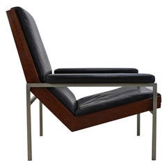 Vintage Lounge chair Lotus in black leather by Rob Parry for Gelderland Holland