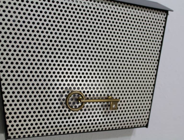 German Bauhaus Style Small Key Storage Wall Cabinet, circa