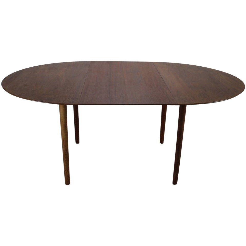 Solid Teak Hvidt and Mølgaard Oval Dining Table with Extension Leaf For Sale