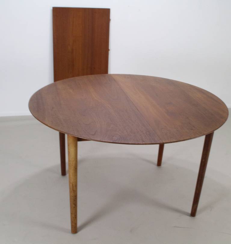 Danish Solid Teak Hvidt and Mølgaard Oval Dining Table with Extension Leaf For Sale