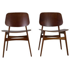 Set of Two Børge Mogensen Shell 155 Chairs for Søborg Furniture