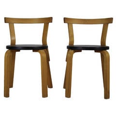 Alvar Aalto chair no 68 with black skai seating