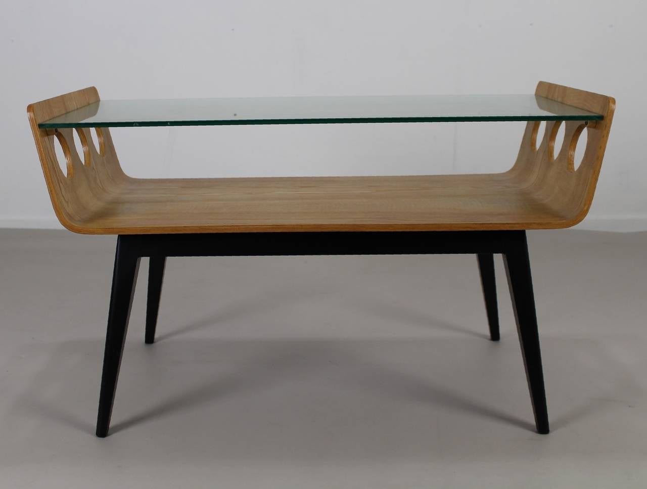 Mid-20th Century Dutch Design 1950s Bentwood Coffee Table with Glass Top For Sale