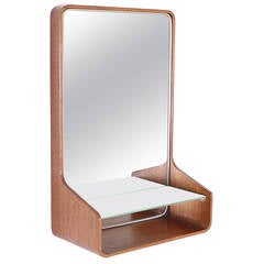 Friso Kramer Small Teak Plywood Wall Mirror for Auping, Holland