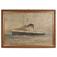 Portrait of the Duc D'aumale Transatlantic, Wash Drawing and Pastel, 1914