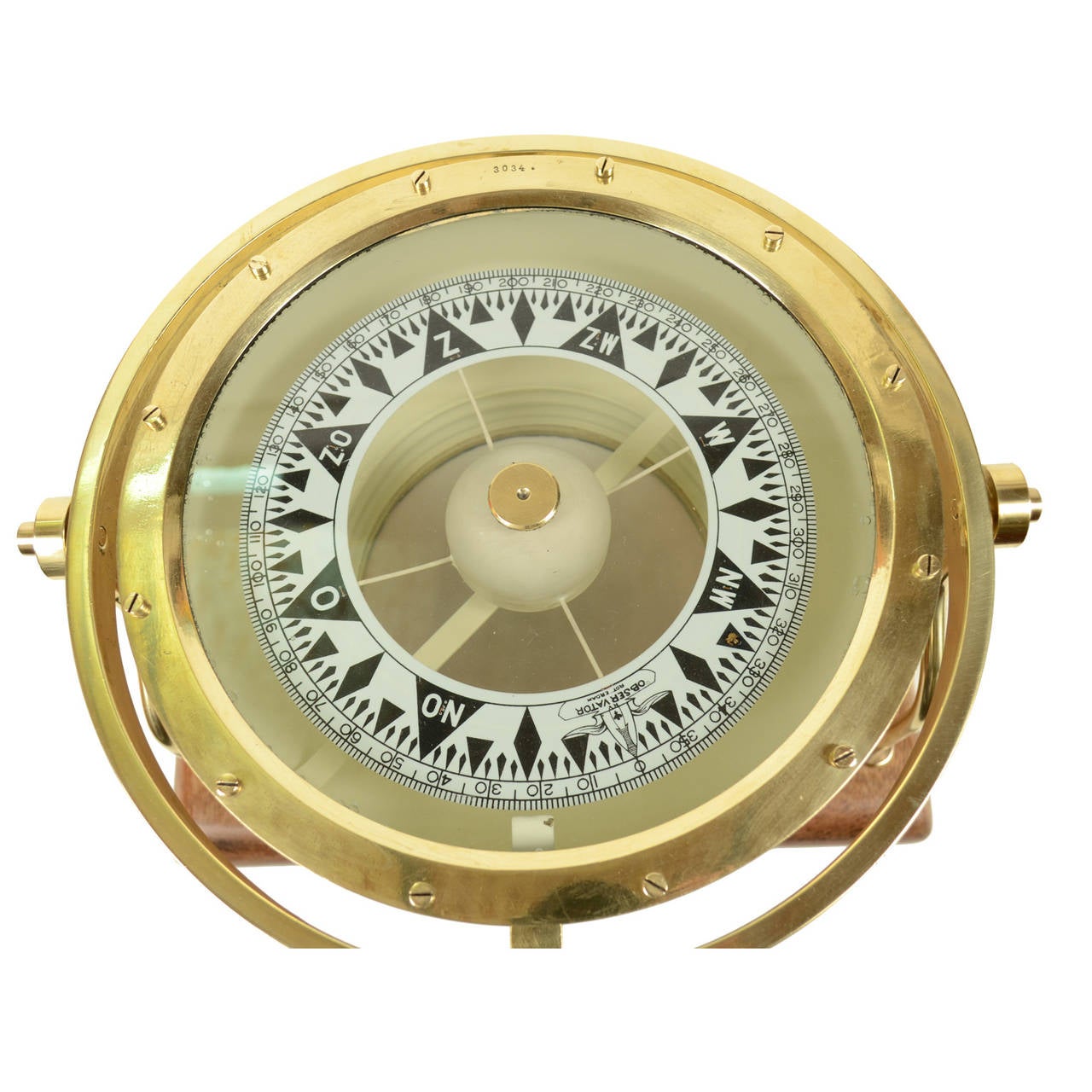 Brass Compass Signed Observator, 1920s