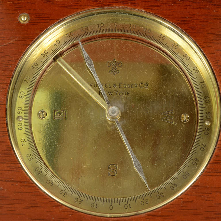 Topographic Compass Signed Keuffel and Esser, Mahogany Box, Mid-19th Century