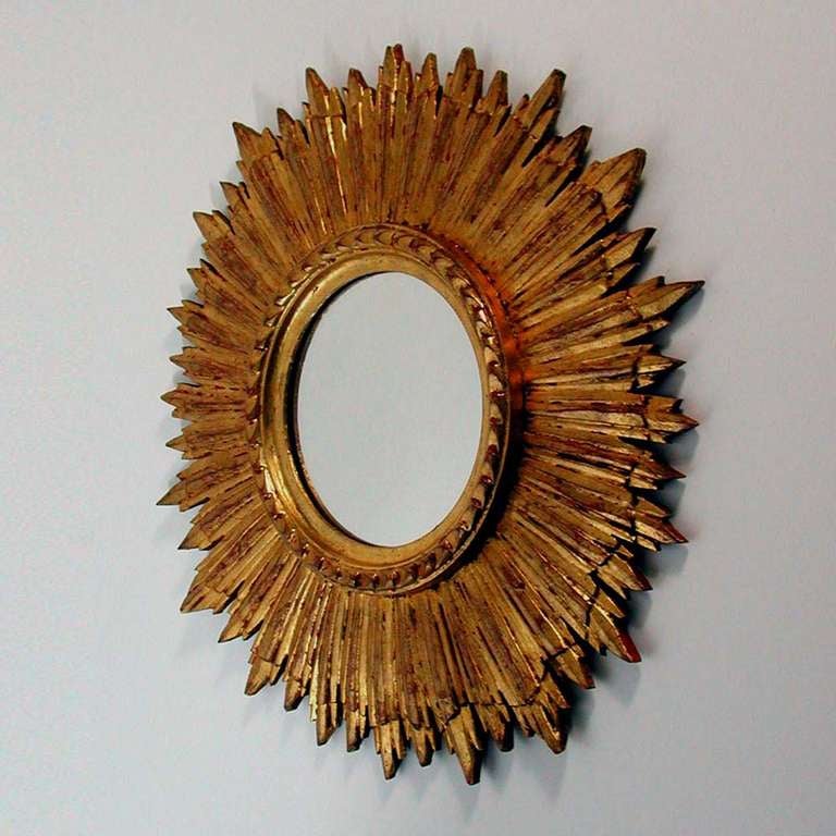 1950s French Sunburst Starburst Gilt Wood Mirror 2
