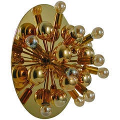 Mid Century Italian Bubble Golden Flush Mount 11 Arm Ceiling Lamp Sconce 1960s