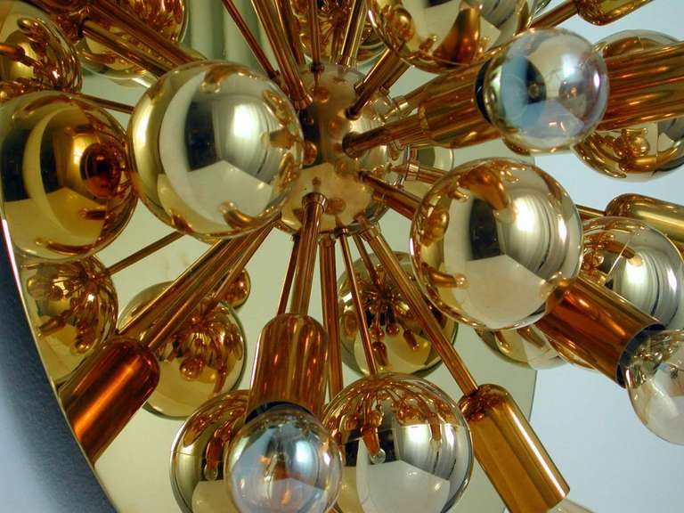 Mid Century Italian Bubble Golden Flush Mount 11 Arm Ceiling Lamp Sconce 1960s