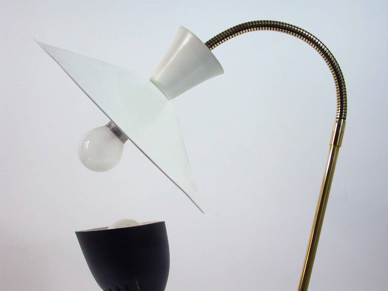 Lacquered 1950s Double Arm Table Lamp by André Lavigne for ALUMINOR Nice France