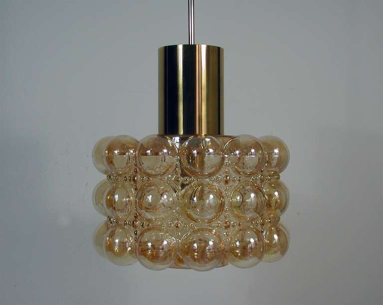 Bubble Amber Ceiling Lamp Pendant Helena Tynell for Limburg 1968