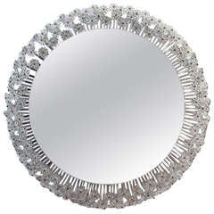 Mid century 1950s Crystal Blossom Illuminated Wall Mirror