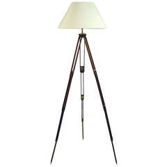 Vintage Wooden Tripod Floor Lamp