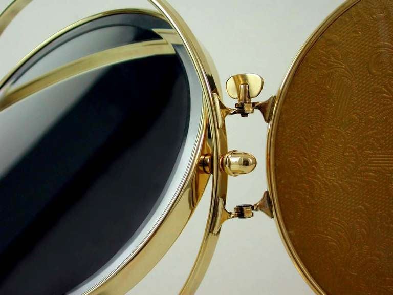 Mid-20th Century Mid Century 1950s Italian Triple Brass Folding Vanity Table Mirror