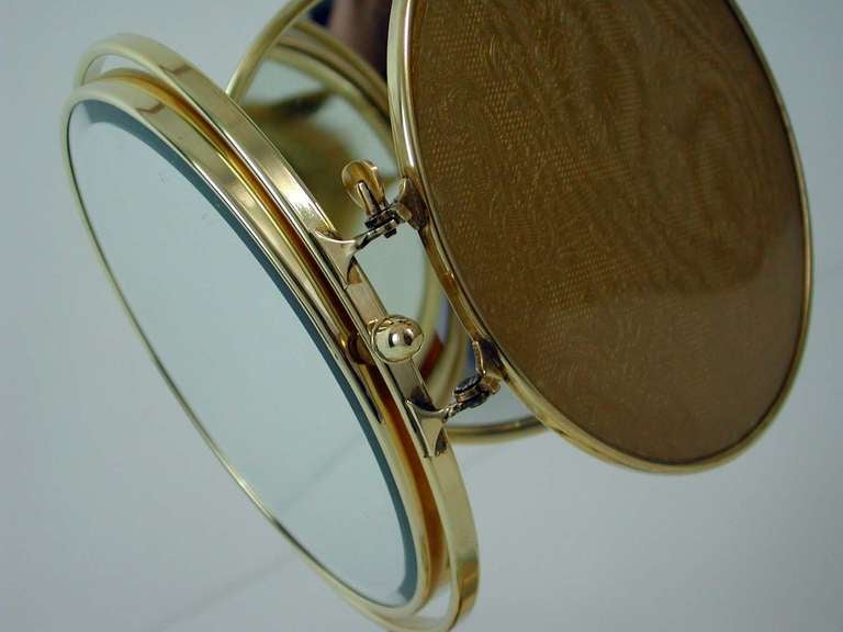 Mid Century 1950s Italian Triple Brass Folding Vanity Table Mirror 2