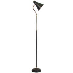 Italian 1950s Mid-Century Gooseneck Floor Lamp in the Manner of Stilnovo
