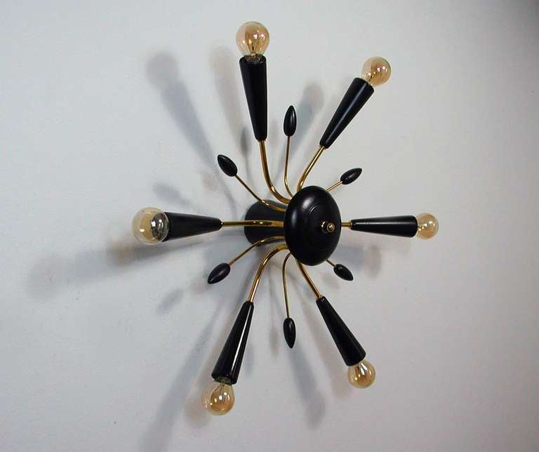 Mid-20th Century 1950s Mid Century Italian Flush Mount Wall Lamp Sconce