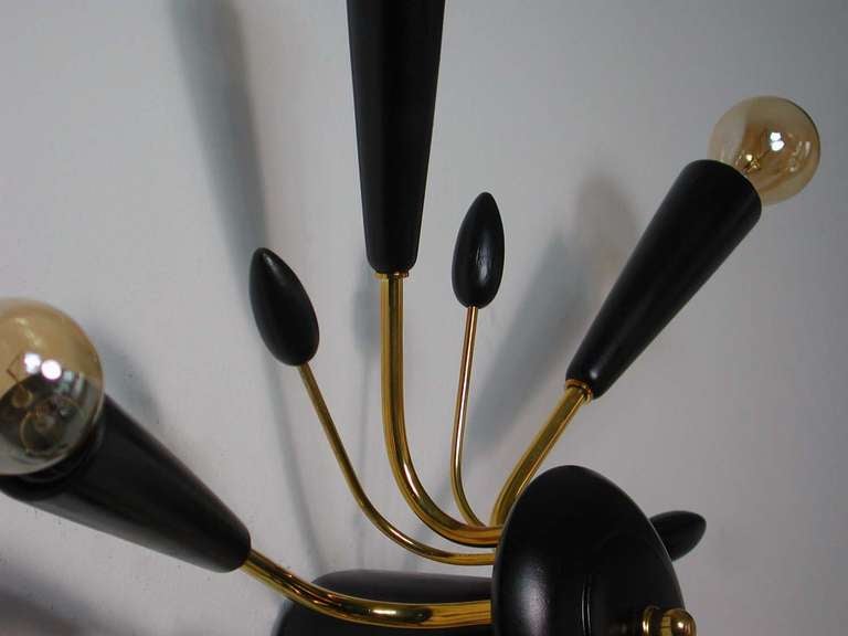 Wood 1950s Mid Century Italian Flush Mount Wall Lamp Sconce